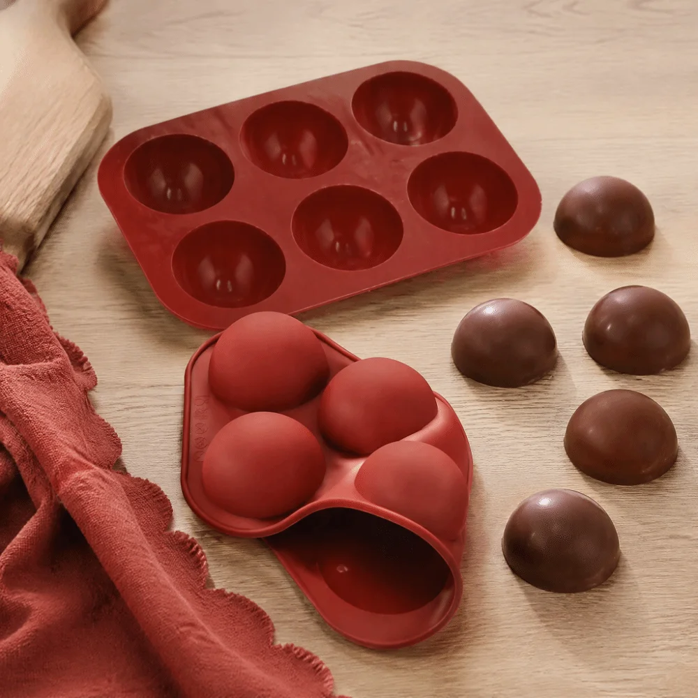 E9 6 Cavity Hemisphere Silicone Mold Thickened Dome Chocolate Jelly Mold Baking Silicone Round Dome Shape Muffin Cake Mold Tools