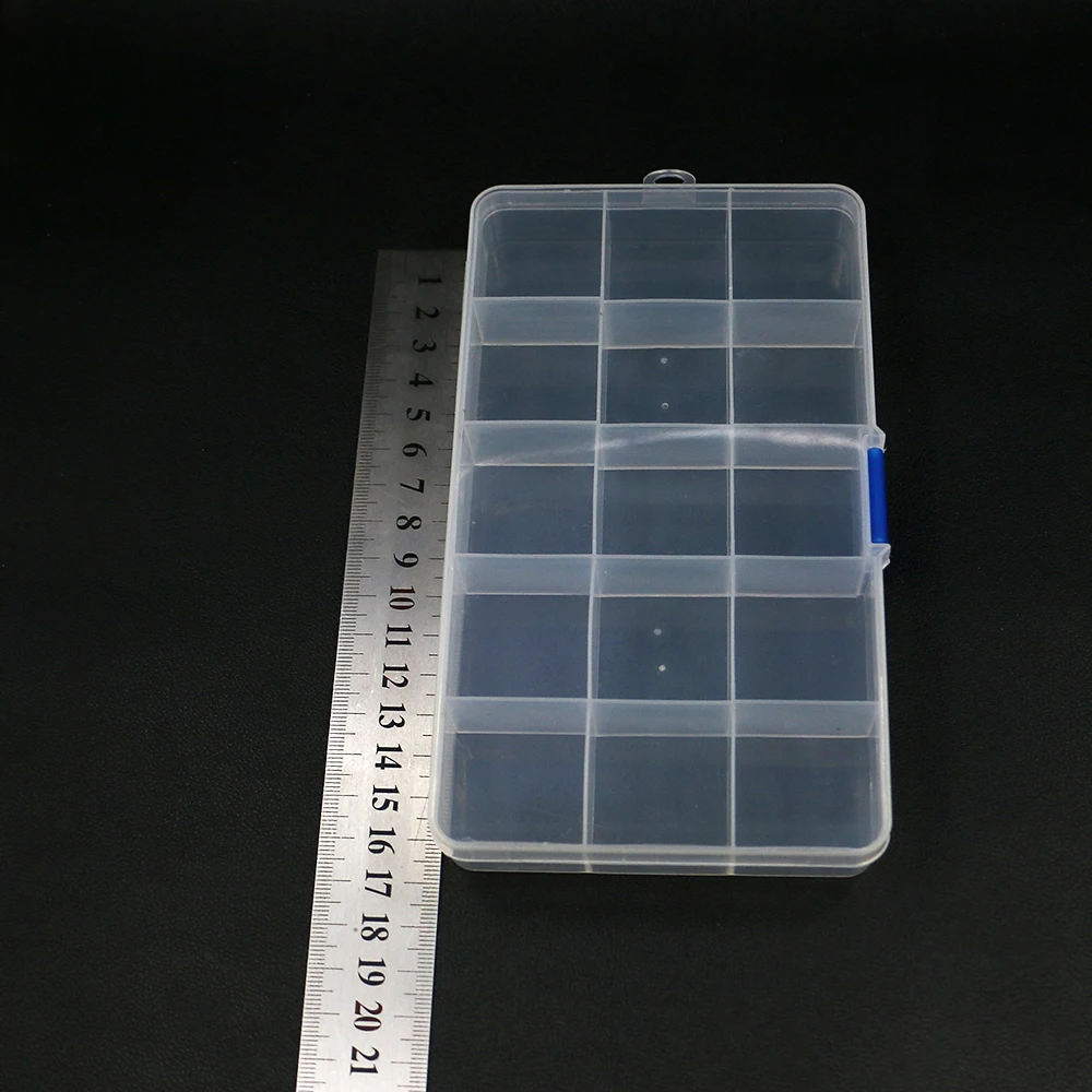 Rectangle Transparent Plastic Jewelry Packaging Box 15 Cells Design Display Case 1 Pc For Storing Handmade Small Bead Accessory