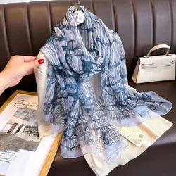 180*135cm Luxury Brand Summer Female Pareo Beach Scarf Women Sunscreen Outdoor Shawl Wrap Chiffon Soft Large Bandanna Foulard