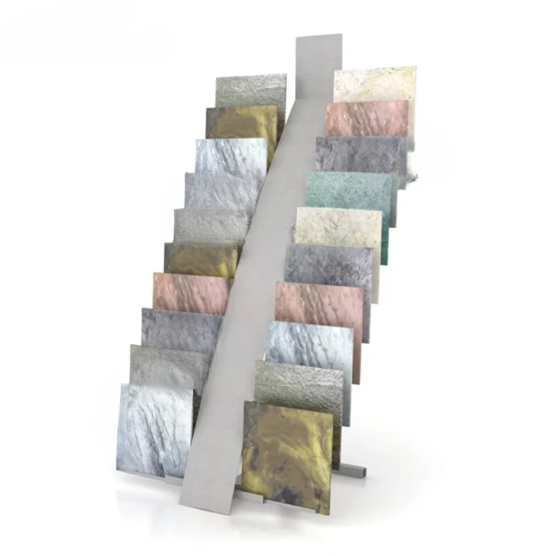&c Manufacturer Slots Tile Simple Rack Stone Marble Quartz Ceramic Tile Glass Rack Metal Stand Flooring Sample Display Rack