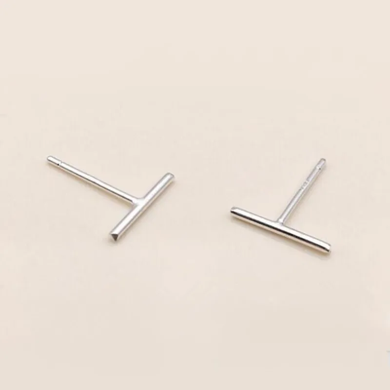 Hot Punk Stick Studs Earrings Wholesale Simple Geometry T Bar Stud Earrings For Women Jewelry Brincos Bijoux 0.8cm/1.4cm/2.1cm