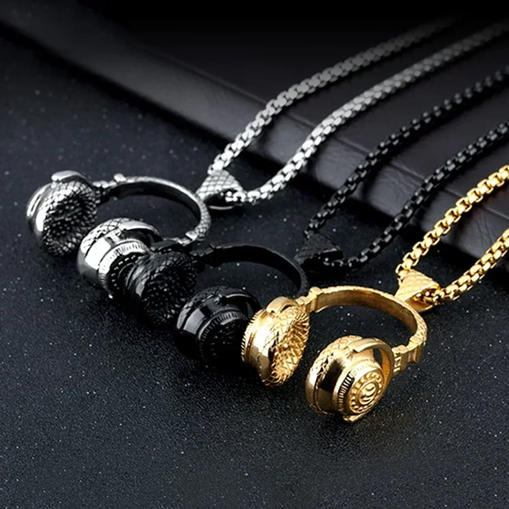 Stainless Steel Earphone Waterproof Pendant Necklace Headset Men Women Personalize Music Jewelry Wholesale Drop Shipping