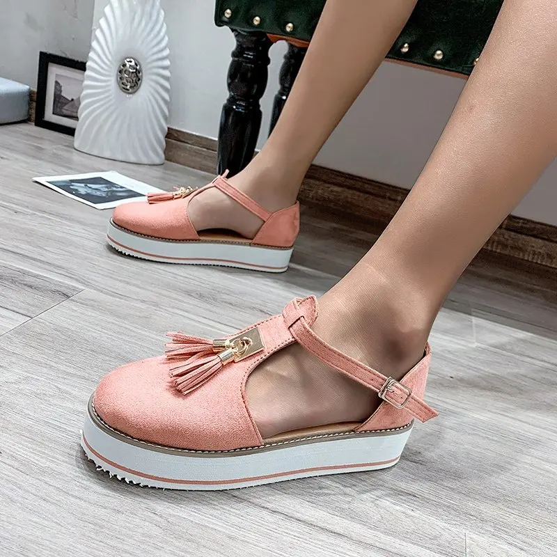 New Women Sandals Summer Casual Flat Platform Heel Fridge Buckle Strap Female Sandals Platform Women Shoes for Women