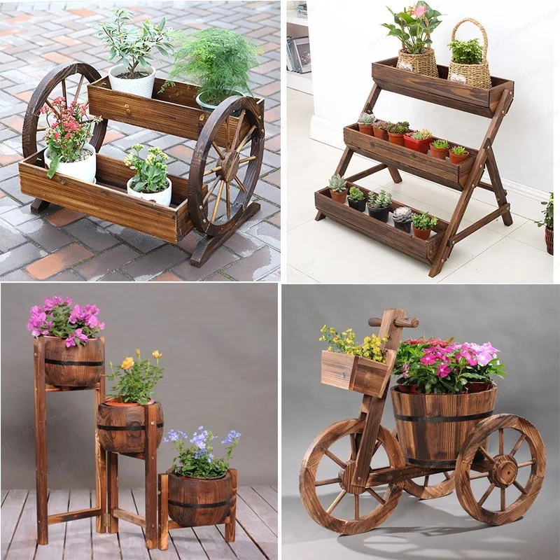 Anti-corrosive Wood Solid Wood Outdoor Creative Succulent Flower Frame Window Sill Balcony Decorative Wooden Frame Multi-layer