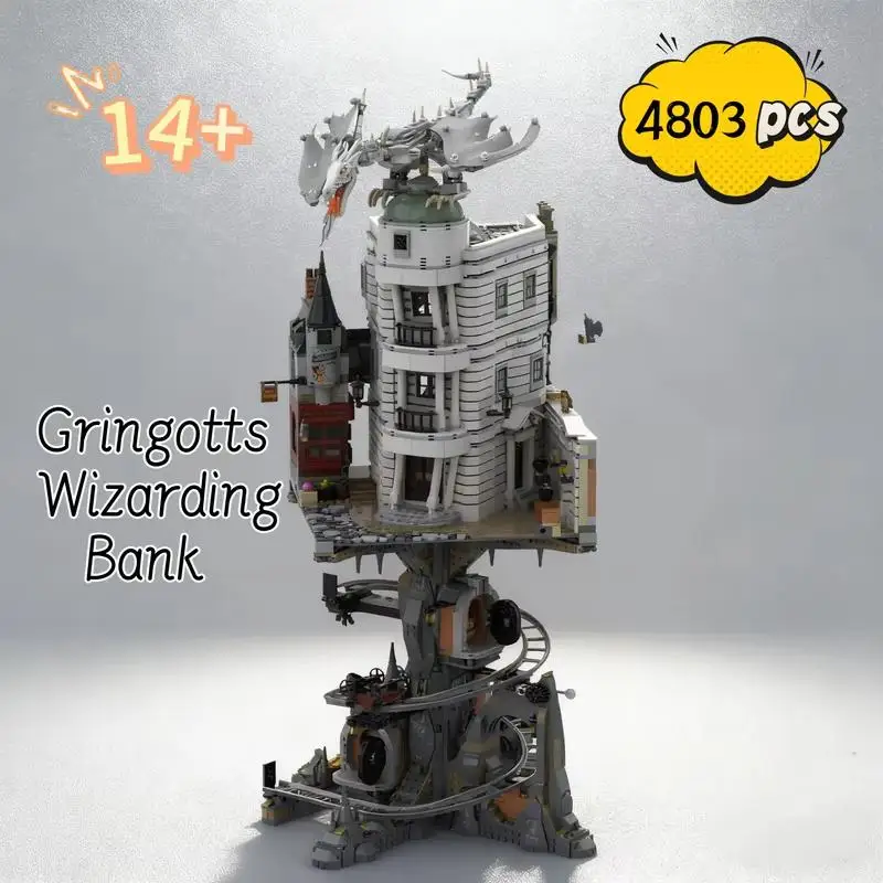 MOC 4803PCS Magic Bank Building Blocks Fantasy Street View Architectural Model Bricks Set DIY Display Collectible Gift for Adult