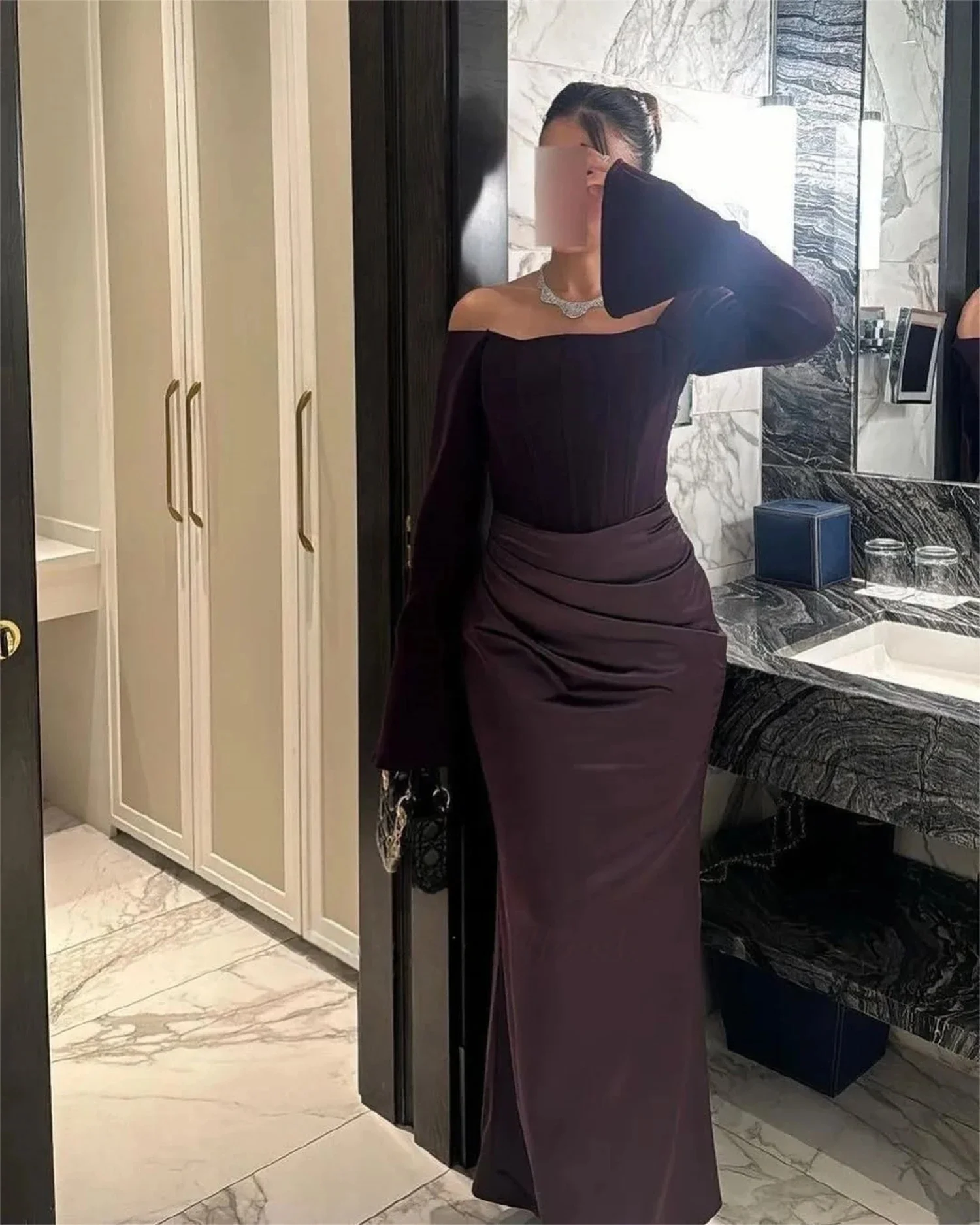 

Formal Long Sleeves Bespoke Occasion Gown Evening Dresses Pastrol Unisex Jersey Retro Dubai Saudi Arabic Israel Prom Customized