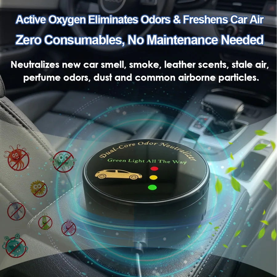 Car Air Purifier, Filter-Free USB Plug-and-Play Auto Start-Stop Odor Eliminator, Compact Space-Saving Car Air Freshener. view 5