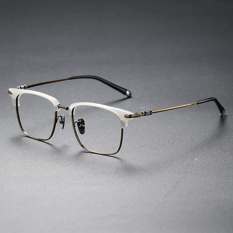 High Quality Luxurious Acetate Titanium Eye Frame Eyeglasses CHROME Style Glasses Frames Men's Women's HEARTS shape 19339