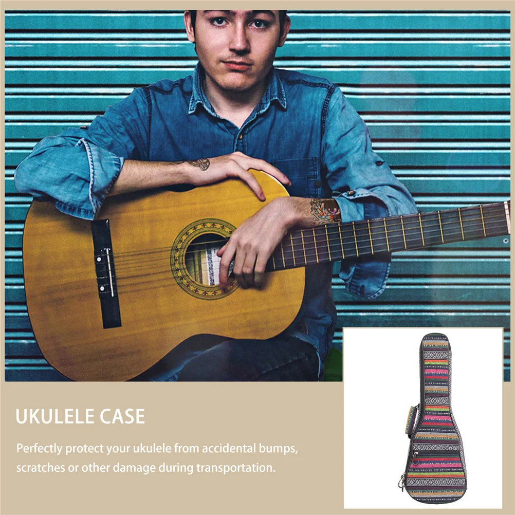 

Ukulele Bag Thickened Cotton Shoulder Storage Bag Outdoor Portable Carrying Case Protective Zipper Ukulele Backpack