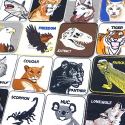 Square Eagle Wolf Tiger Dog Dinosaur Cat Koala Icon Embroidered Applique For Clothing Sew on DIY Sew on Patches on the stickers