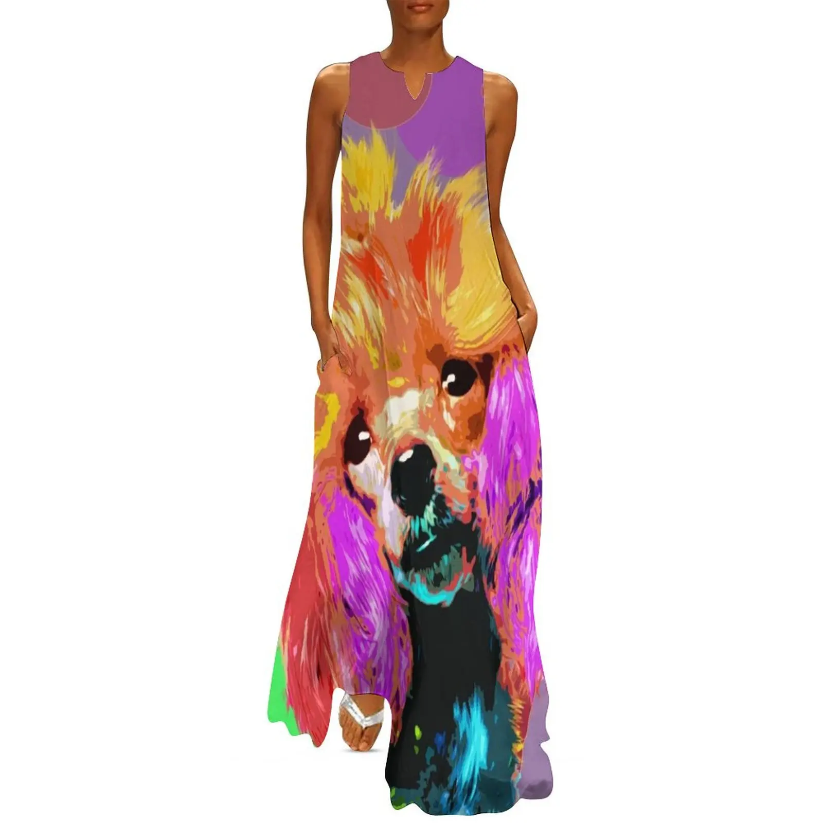 

Fun Pop Art Toy Poodle Long Dress Women's summer dress Female clothing summer dress woman 2025 women's summer 2025