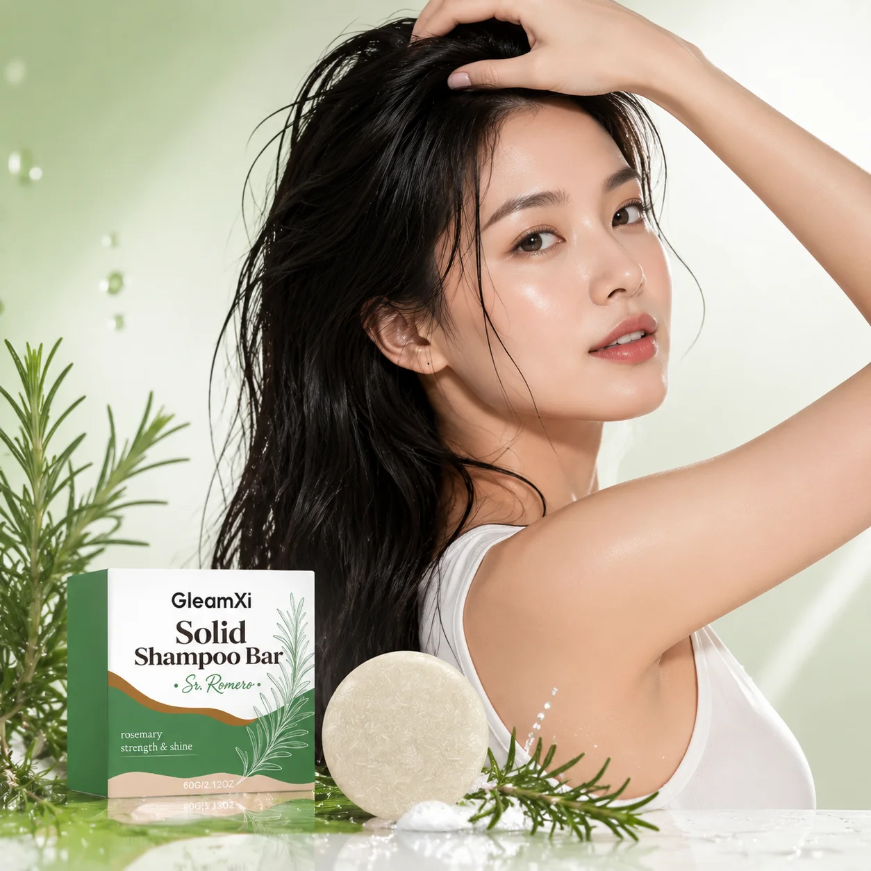 Gleamxi Rosemary Shampoo Bar Volumizing & Strengthening Deep Cleansing Moisturizing Scalp Support Hair Growth Solid Shampoo Bar