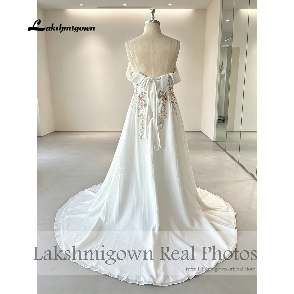 Lakshmigown Plus Size Hochzeitskleider mit Blumenstickerei und Perlen 2027 Echte Fotos Hochzeitskleid mit Schnürung am Rücken für Frauen Maßanfertigung – Detail 7