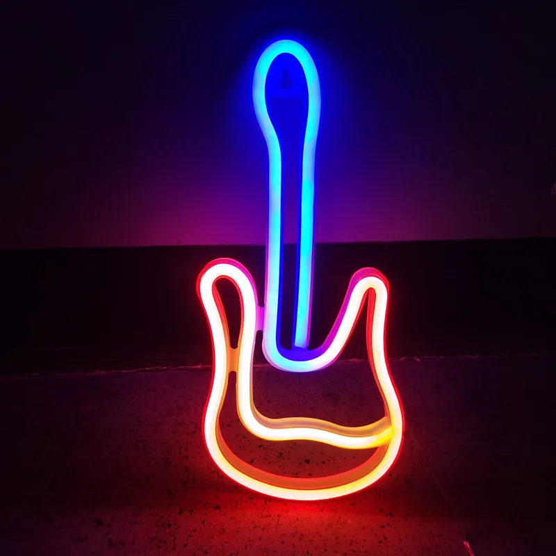 Guitar LED Neon Light Festival Decoration Luminous Neon Lamp Bedroom Living Room KTV Bar Party Home Decor Lamp