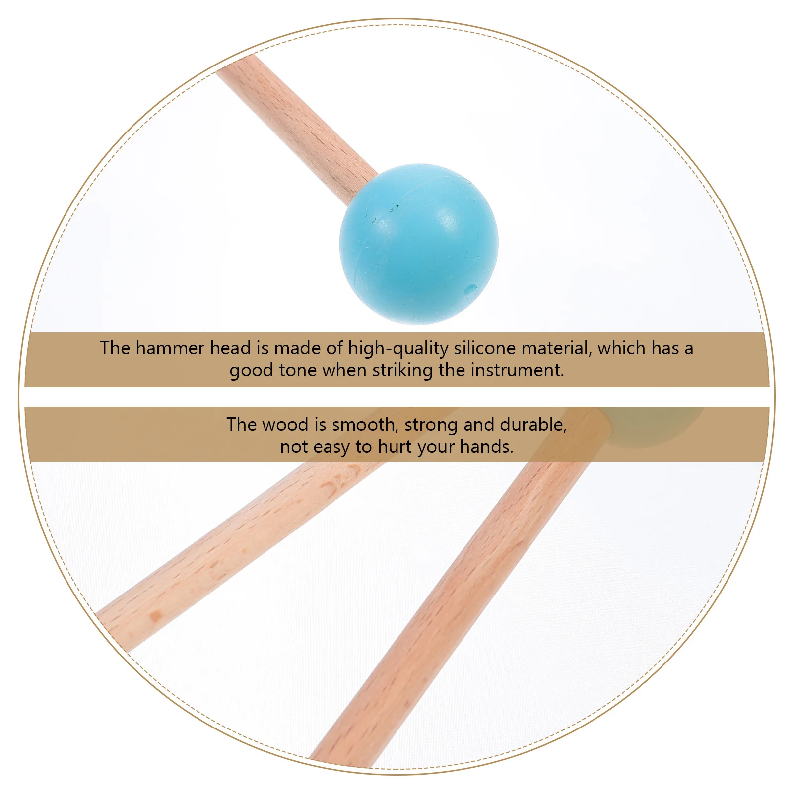 

1 Pair Marimba Mallets Silicone Head Wood Core Durable Round Head Percussion Sticks For Xylophone Keyboard Hammer Maple Handle