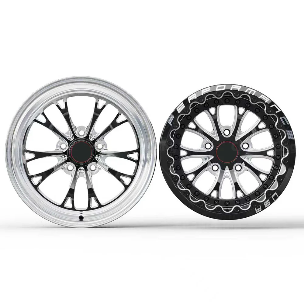 Para corvette c6 z06 novo monobloco dianteiro de duas peças rodas traseiras pcd5 * 20.65 cb70.3 beadlock design de cinco raios fresado & forjado