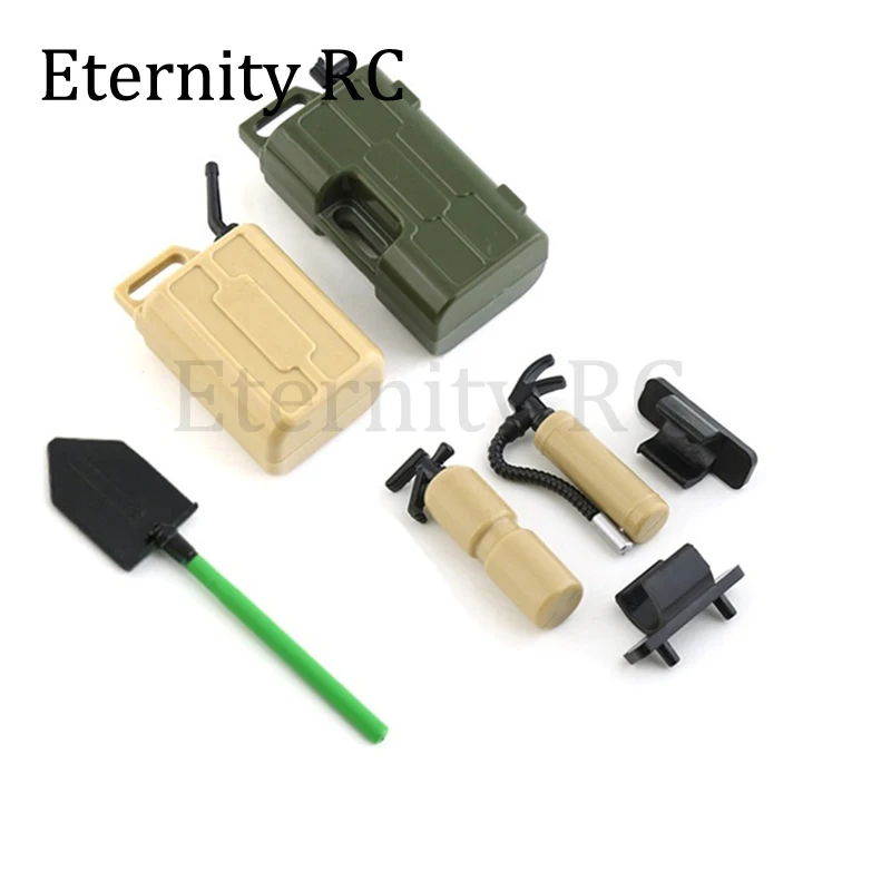 5 Stück Simulation Feuerlöscher Schaufel Kraftstofftank Dekoration für 1/8 1/10 RC Crawler Auto Axial SCX10 TRX4 RC4WD D90 Redcat
