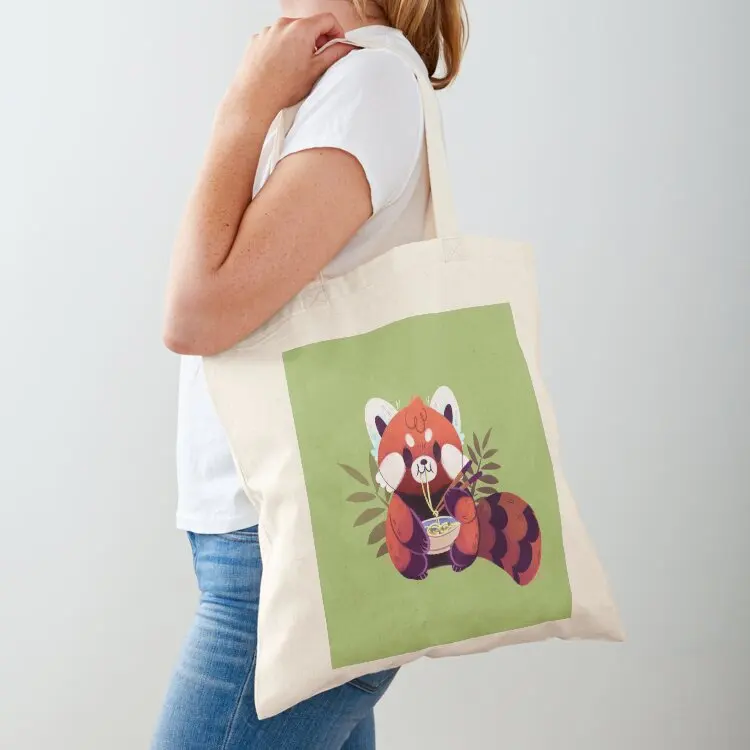 

Red Panda Eating Ramen Tote Bag Cloth bag canvas tote bags reusable shopping bags Shopper