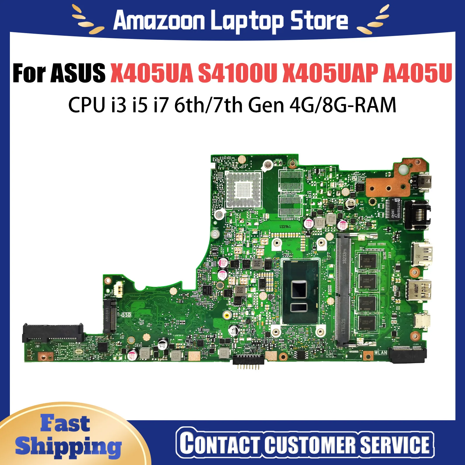 X405UA For Asus S4100U X405UAP X405UR X405UB A405U V405U S405U K405U X405UQ Mainboard CPU i3 i5 i7 6th/7th Gen 4G/8G-RAM