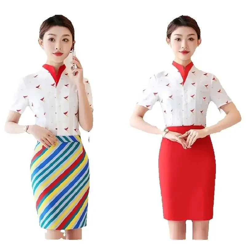 

Hong Kong Cathay Pacific Uniform Flight Attendants Professional Skirt Suits Stewardess Front Desk Etiquette Work Clothes in013