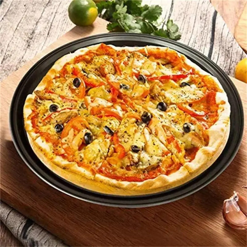 Bakeware Baking Tool Carbon Steel Non-stick Pizza Baking Pan Mesh Tray Plate Round Deep Dish Pizza Pan Tray Mould