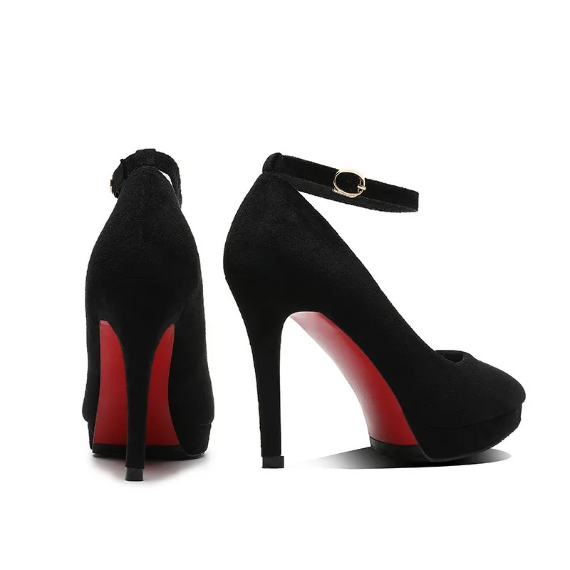 2024 Women 10cm High Heels pumps 2cm Platform Fetish Nightclub Pumps Lady Leather Stiletto Heels Prom Red Bottom Black Shoes