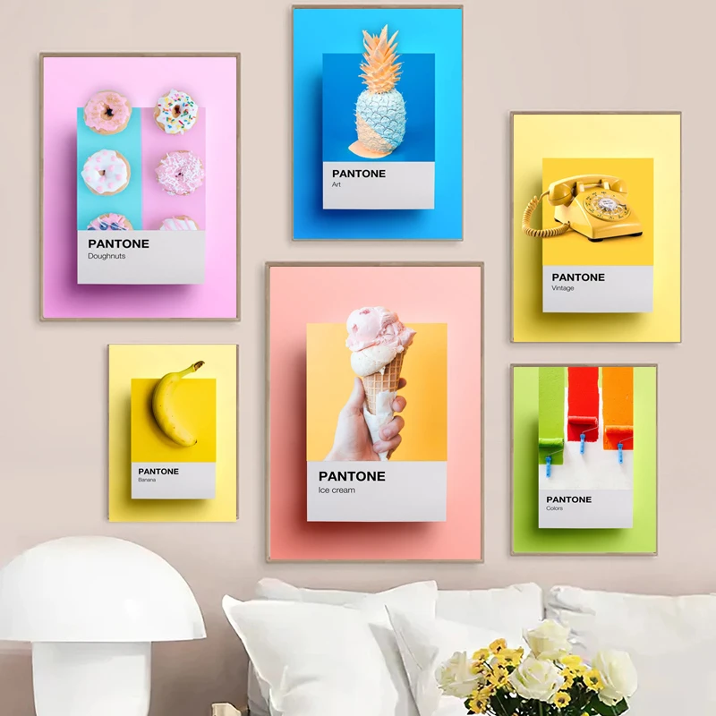 

Nordic Funny Pineapple Banana Poster and Print Wall Art Colorful Fruit Canvas Paintings Decorative Pictures for Living Room