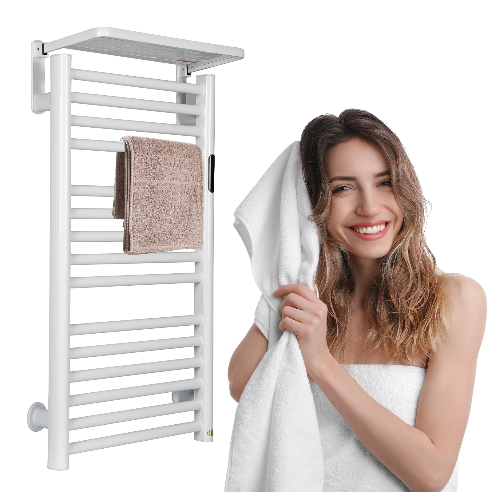 

15 Bars Bathrobe Warm Rack with Timer & Temperature Control Warming Cloth Holder IP56 Waterproof for Family Swimming Pool Salon