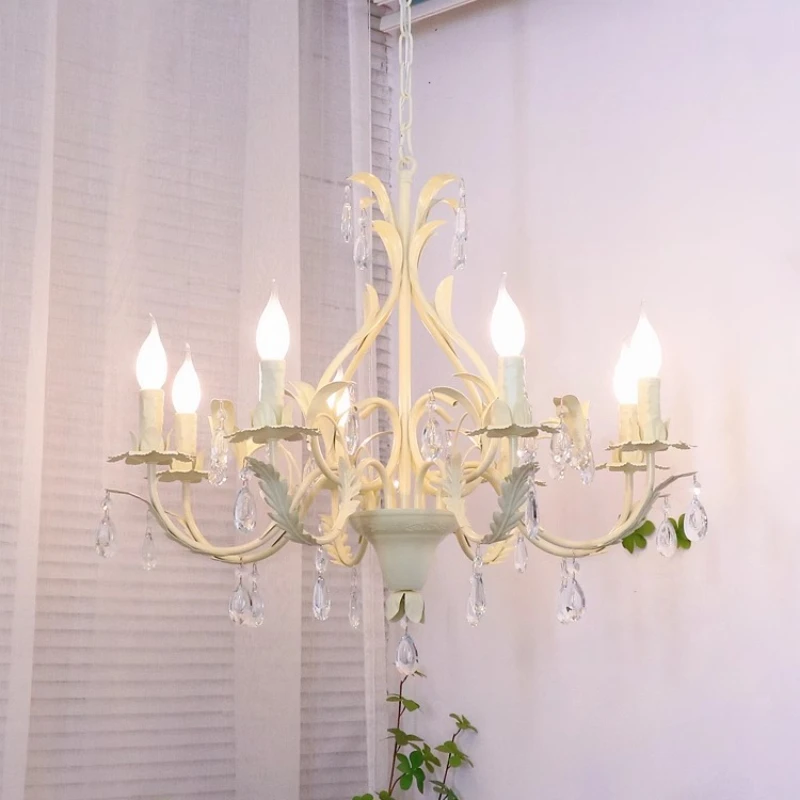 

French living room crystal chandelier bedroom cream wind dopamine meal children's princess room master bedroom pastoral light