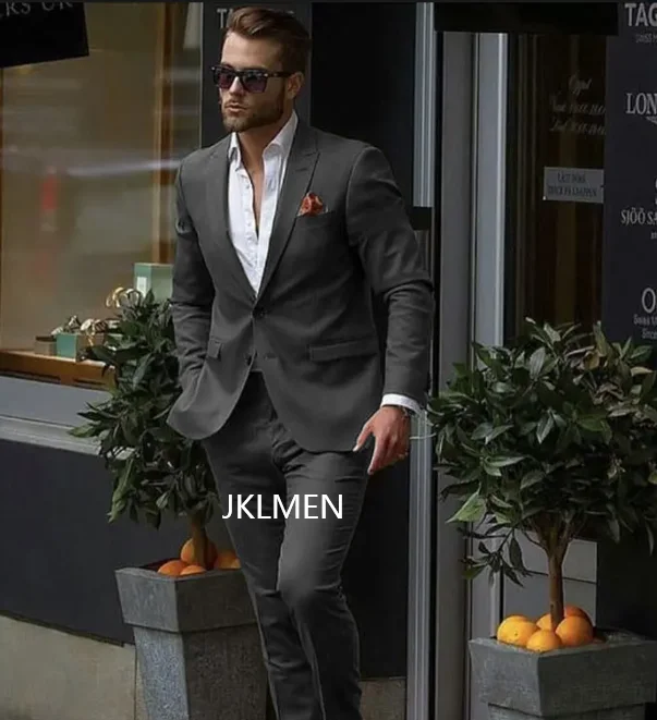 2023Casual Stylish 2 Pieces (Jacket+Pants) Dark Green Men Suits Slim Fit Groom Tuxedo Fashion Custom Suit Set Wedding Luxury