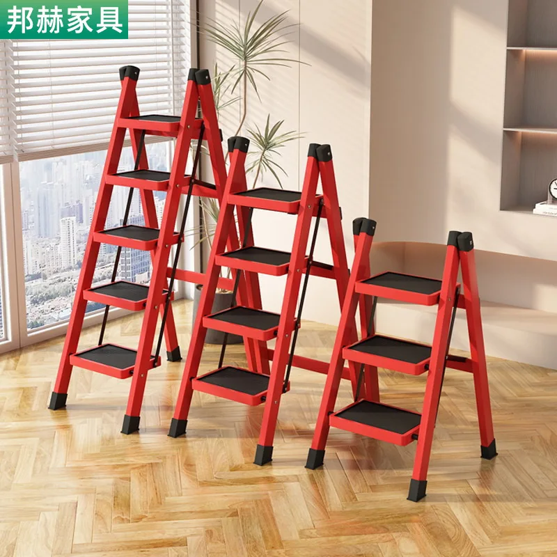 

Hxl folding ladder multi-purpose a-frame ladder lightweight decorative step ladder