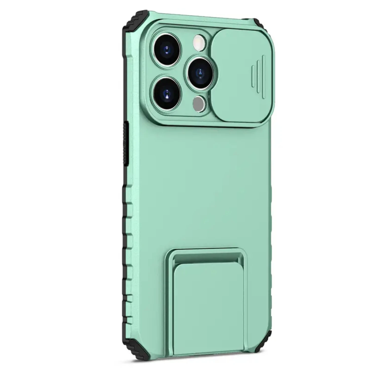 

Shockproof Silicone Kickstand Phone Case with Slide Camera Design for iPhone 14/14 Plus/14 Pro/14 Pro Max, 13/13 Pro/13 Pro Max,