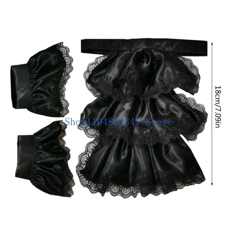 5asd Steampunk Kolonial Jabot Spitze Satin Rüschen Falscher Kragen und Manschetten Damen Herren Kind Party Halloween