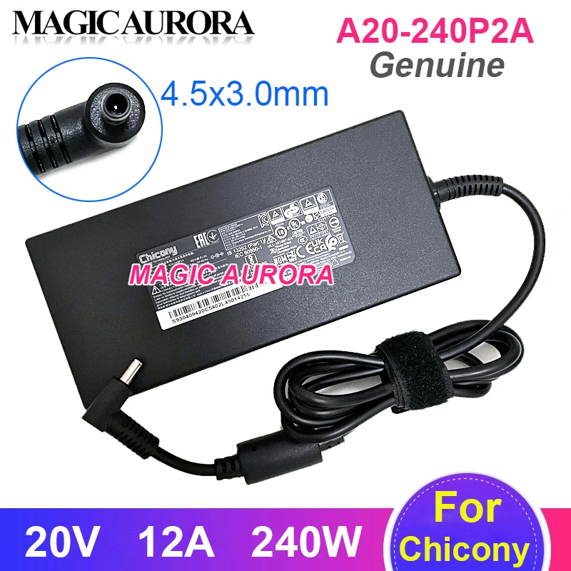 

Thin Chicony A20-240P2A Power Adapter 20V 12A A240A010P 240W Power Supply For MSI GE76 Gaming Laptop Charger 4.5x3.0mm