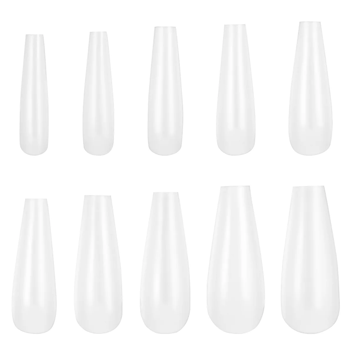 

Frcolor 500PCS Long Coffin Fake Nails Full Cover Natural Ballerina False Nail ABS Nail Tips 10 Sizes (White)