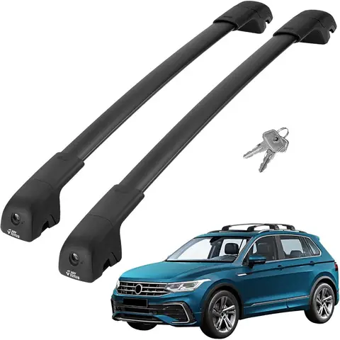 Lockable Roof Rack Cross Bars Compatible with Volkswagen VW Tiguan 20182024 Not for Limited AntiTheft Aluminum Crossbars for Ro