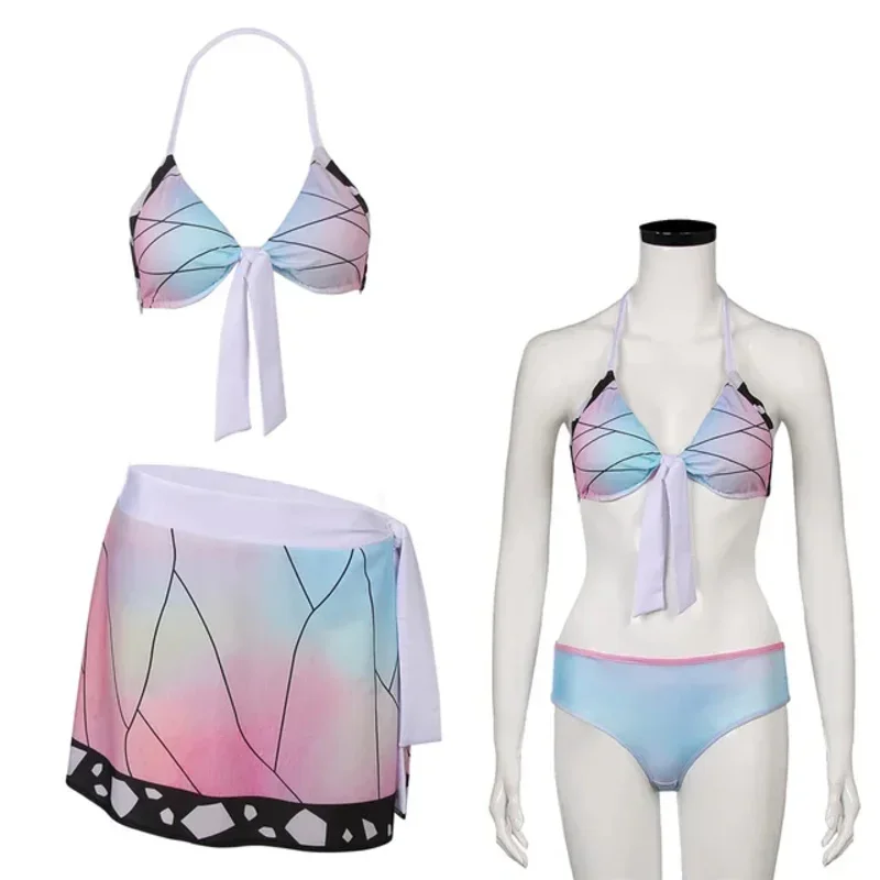 Demon Slayer Anime Kimetsu No Yaiba Kamado Tanjirou Nezuko Agatsuma Zenitsu Cosplay Bathing Bikini Swimsuit Gift MN1