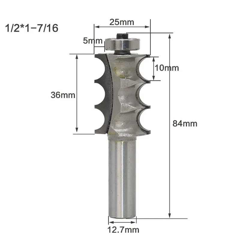 1PC 1/2 "12,7 MM Schaft Fräser Holz Carving Triple Bead/Säule Form Router Bit Holzbearbeitung Werkzeuge woodruff Keyseat Bits