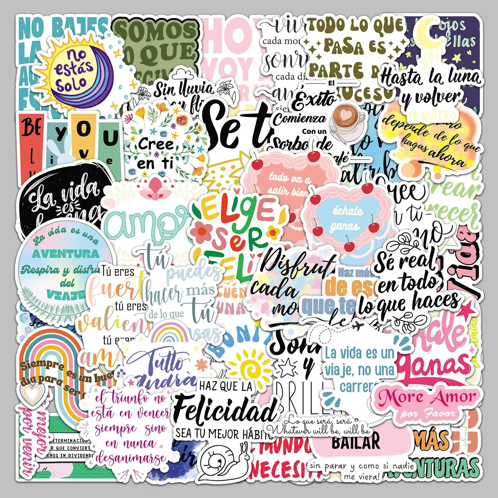 10/50 قطعة كلمة تحفيزية إسبانية عبارة الكتابة على الجدران ملصقات شخصية الإبداعية DIY بها بنفسك كوب ماء سجل القصاصات المحمول الأمتعة الغيتار