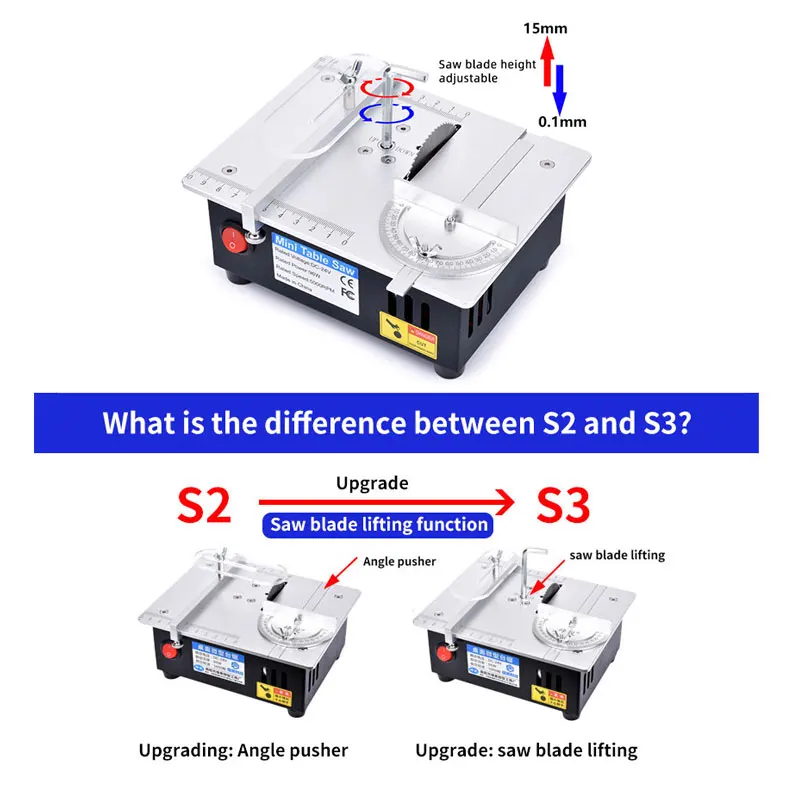 Mini Table Saw DIY Desktop Cutting Machine lift saw PCB blade Precision Desktop Micro Small Chainsaw Alloy Model