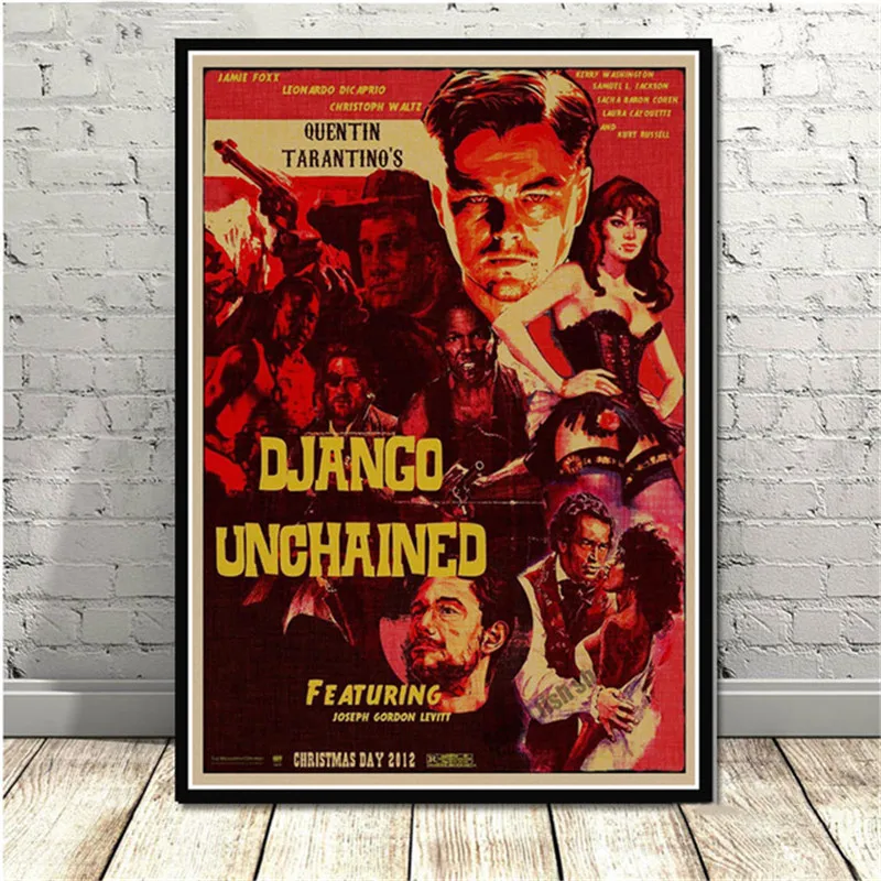 ملصق ومطبوعات لكوينتن تارانتينو دانجو ، فيلم فيلم كلاسيكي غير مشدود ، لوحة فنية ، صور جدارية لغرفة المعيشة ، ديكور المنزل #4