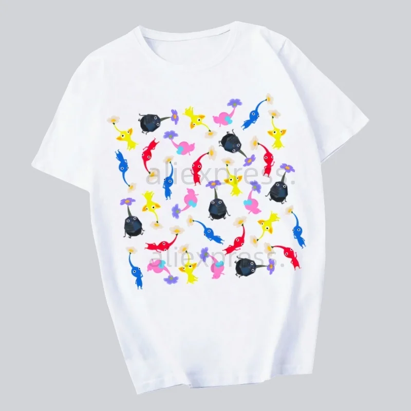 Pikmin imprimé t-shirt hommes rétro lavé hauts T-shirts Harajuku t-shirt Streetwear Hip Hop hommes T-shirts