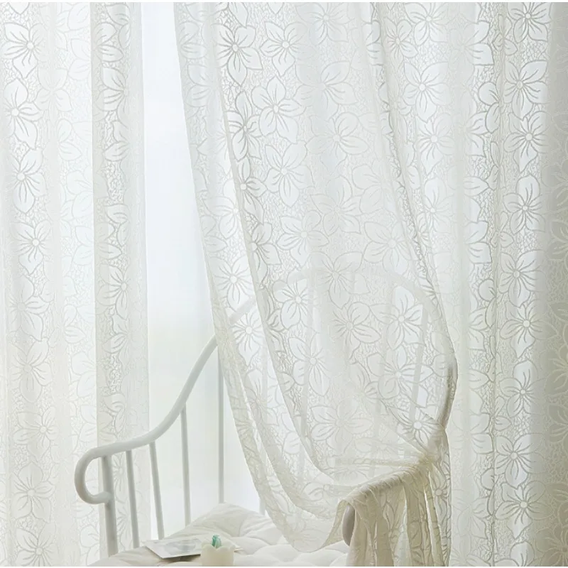 High-end Simple Cherry Blossom Embossed Jacquard Blackout Gauze Curtains Living Room Bedroom Balcony Curtains
