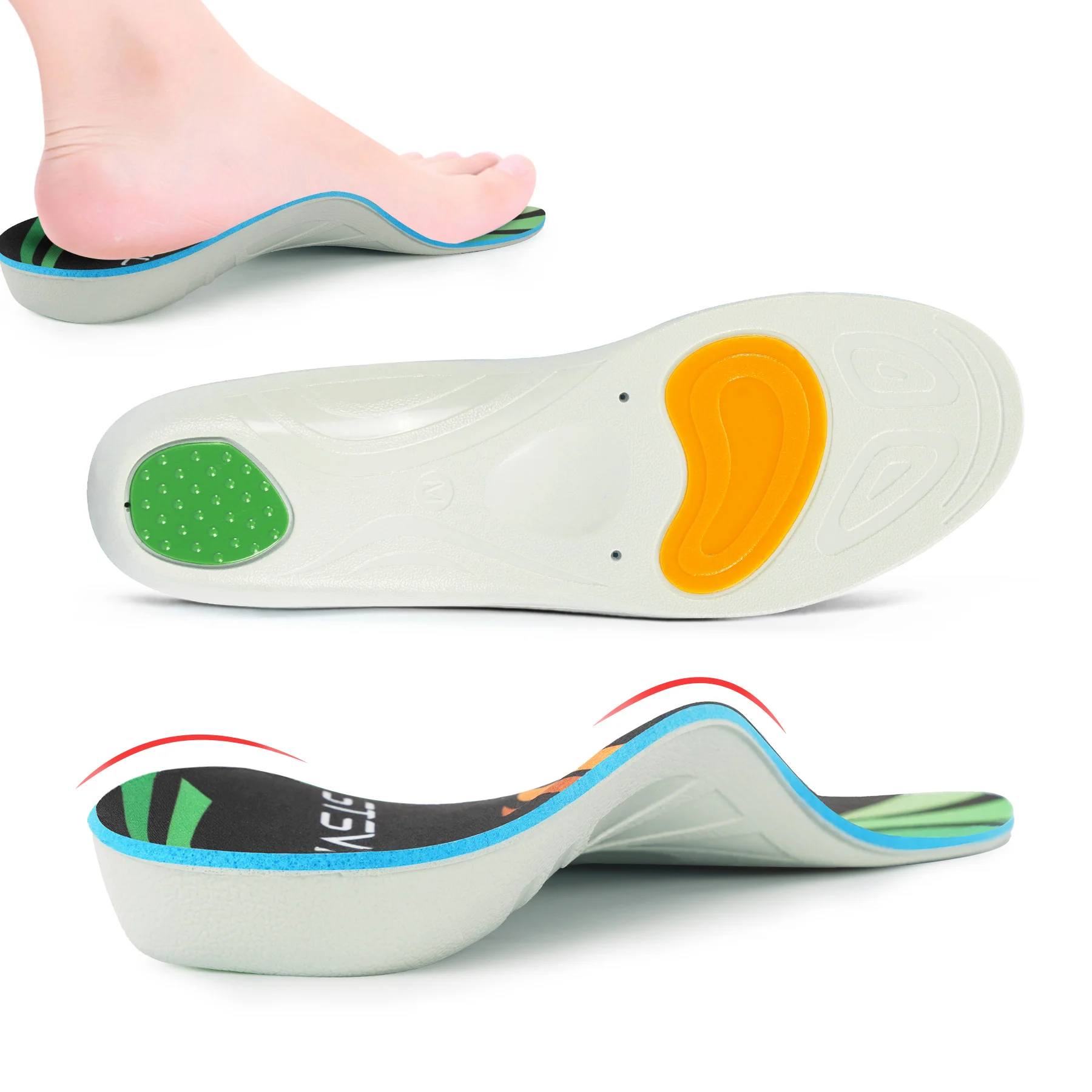 Comfort Everyday Insoles With Massaging Gel, On Feet All-day, Shock Absorbing, Arch Support,Trim Inserts to Fit Shoes