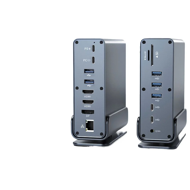Vertical Type-C Docking Station, Dual HDMI 8K Multi-Monitor Dock with 4-Screen Extended Display, PD Charging & 2.5G LAN Port