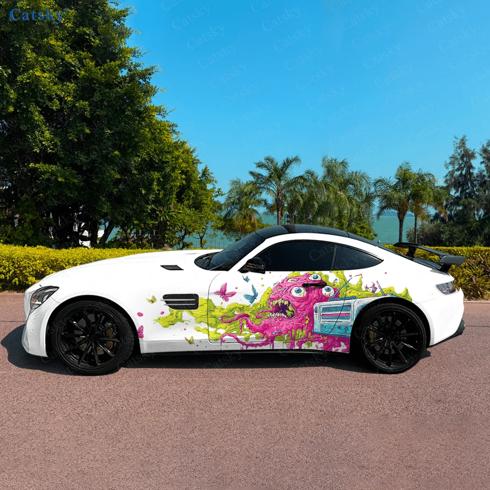 Colorful Monster Speaker Car Vinyl Wraps Decal Self-adhesive PVC Sticker Suitable for Trucks SUV Decor Auto Accessories Gift