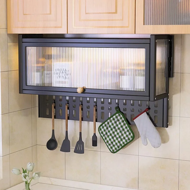 

Wall-mounted Shelf for Microwave, Kitchen Utensils and Condiments with No Drilling Required