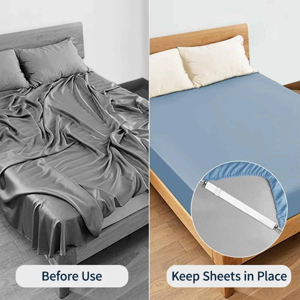 

Adjustable Bed Sheet Fasteners Straps Elastic Mattress Cover Corner Holder Clip Grippers Suspender Cord Hook Loop Clasps