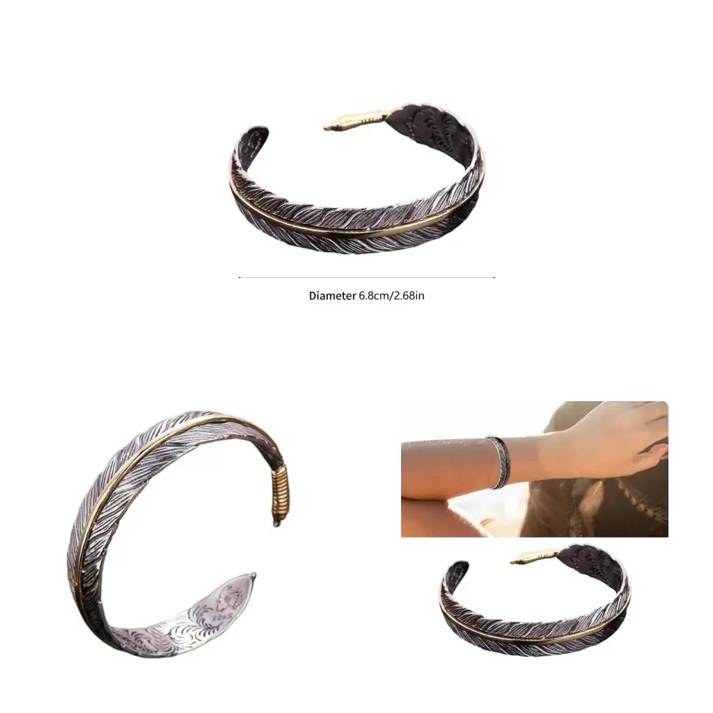 Bohemian Open Cuff Bangle Adjustable Silver Jewelry For Women Men