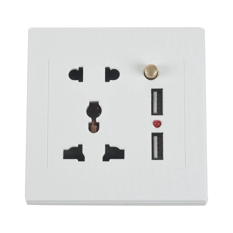 2,1 A Dual-USB-Wandladegerät-Buchse, Adapter, universelles Steckdosenpanel mit Schalter, PZZW